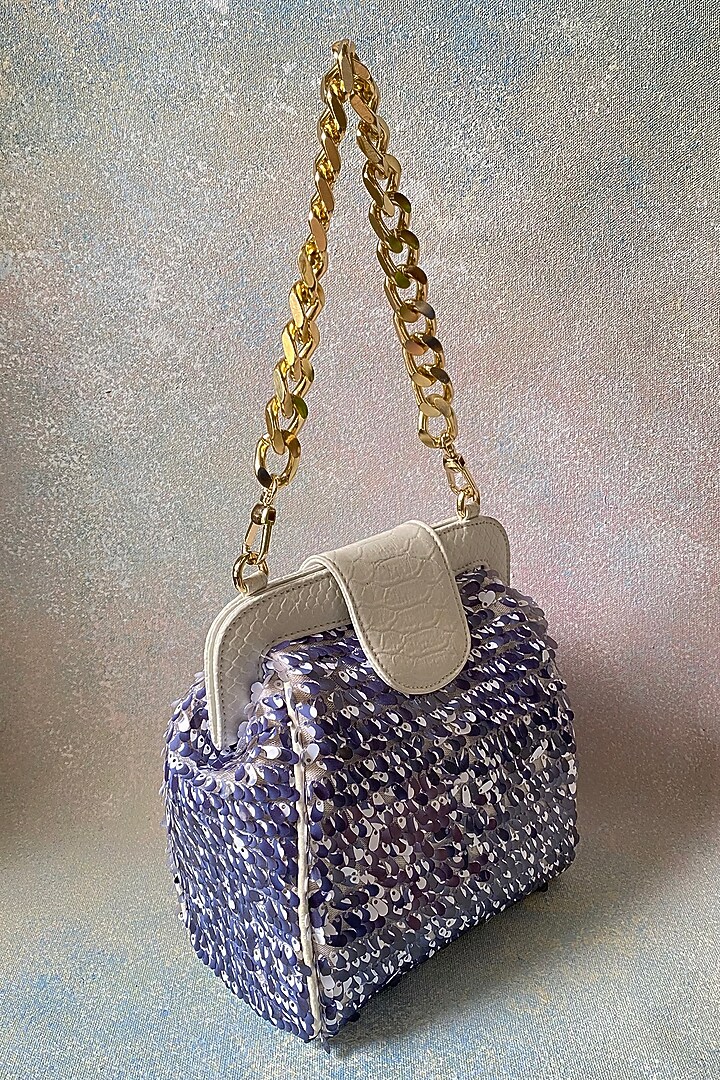 Purple Embroidered Handbag by KNGN at Pernia's Pop Up Shop