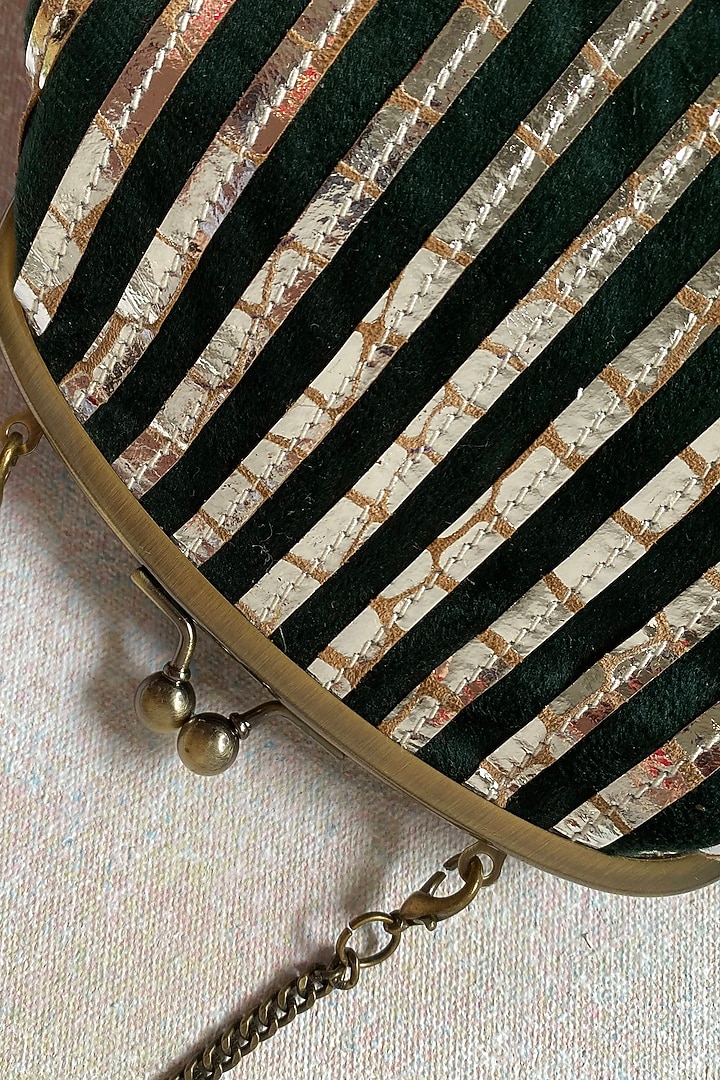 Green Handcrafted Velvet Clutch by KNGN at Pernia's Pop Up Shop