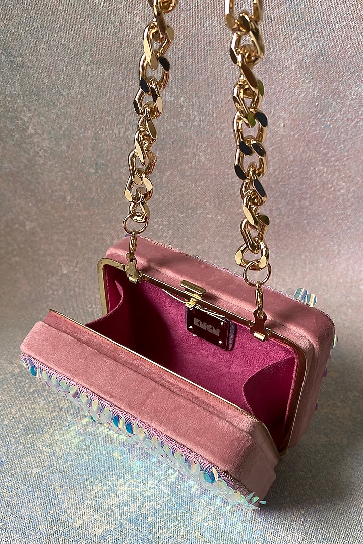 Pink Handcrafted Sequins Clutch by KNGN at Pernia's Pop Up Shop