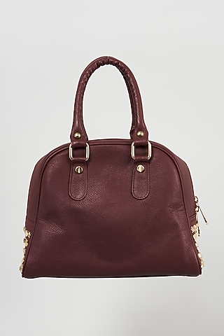 Maroon Leather Handcrafted Handbag by KNGN