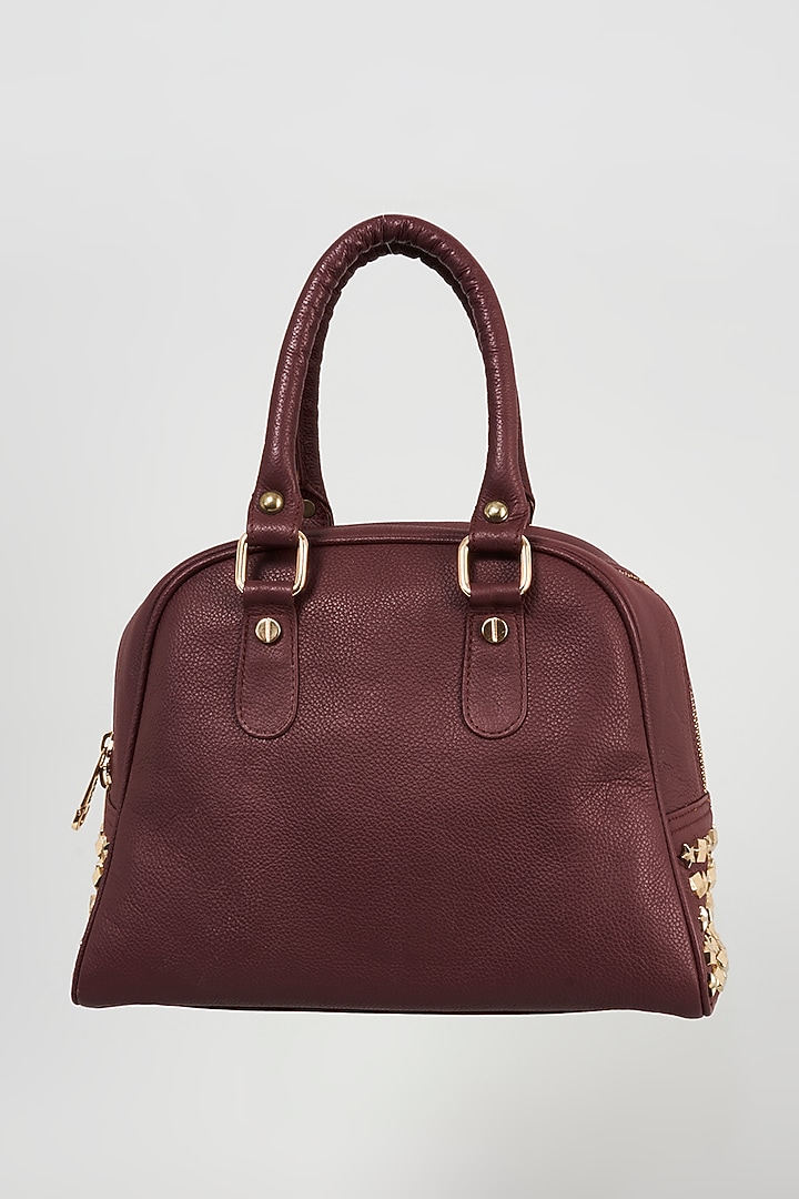 Maroon Leather Handcrafted Handbag by KNGN at Pernia's Pop Up Shop