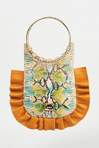 Multi-Colored Sequinned Handcrafted Wristlet Bag by KNGN