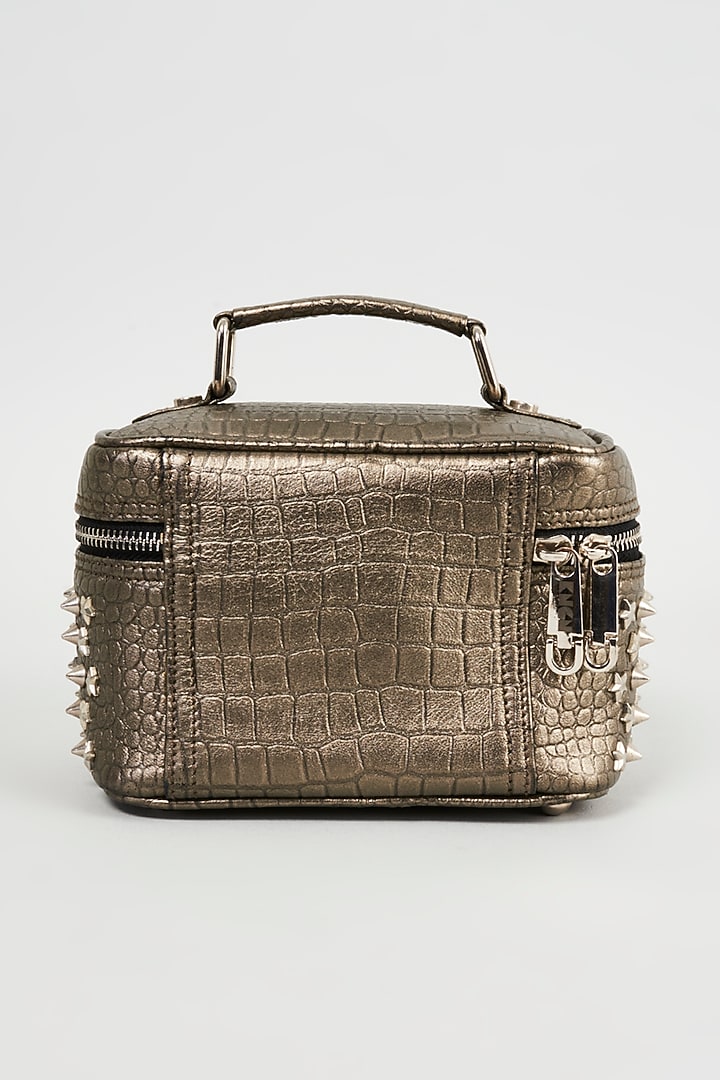 Grey Genuine Crocodile Embossed Leather Bag by KNGN at Pernia's Pop Up Shop