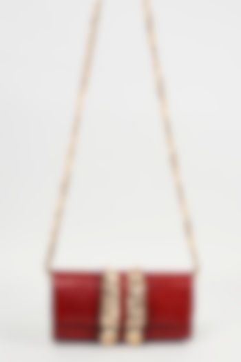 Red Genuine Leather Handcrafted Clutch Bag by KNGN