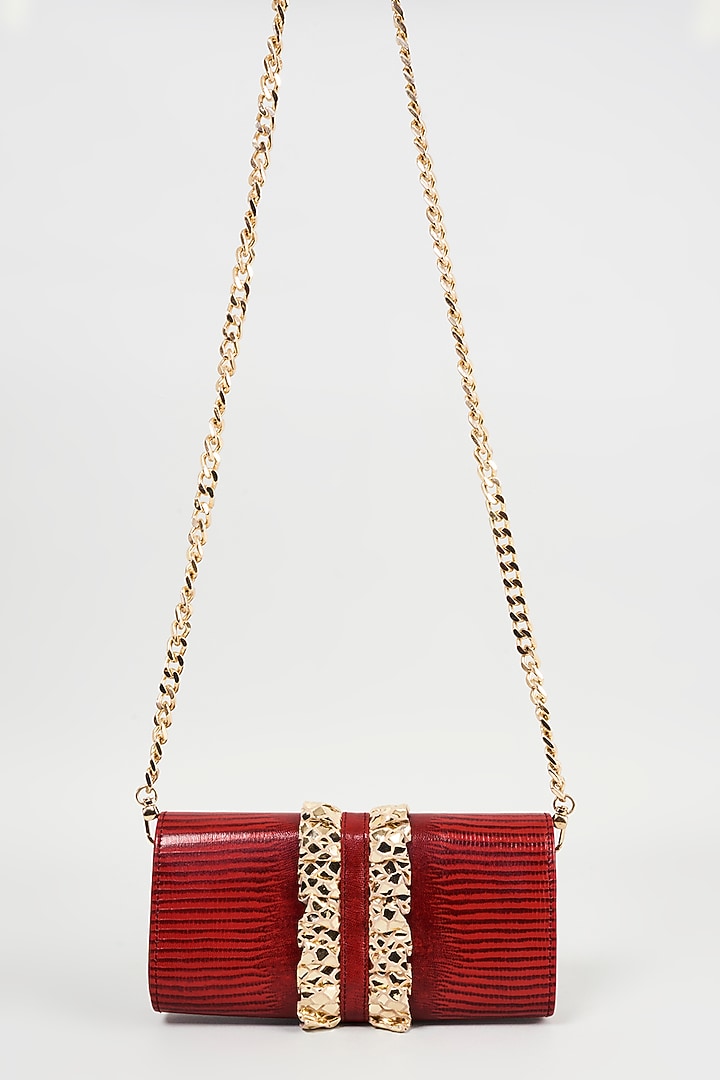 Red Genuine Leather Handcrafted Clutch Bag by KNGN at Pernia's Pop Up Shop