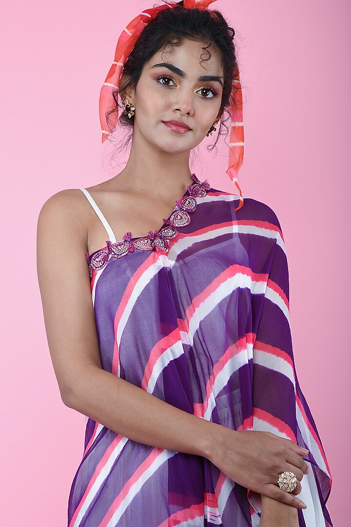 Purple & Pink Striped Pant Set by K-ANSHIKA Jaipur at Pernia's Pop Up Shop