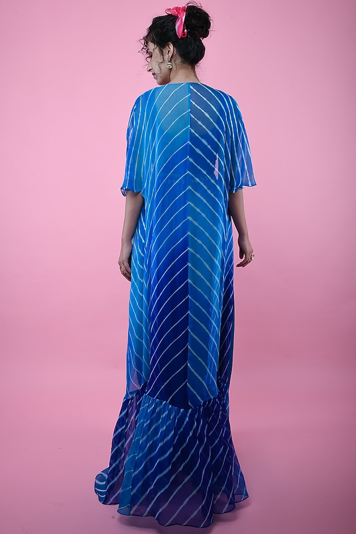 Blue & Turquoise Leheriya Jacket Set by K-ANSHIKA Jaipur at Pernia's Pop Up Shop