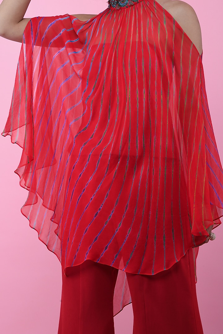 Red Cold Shoulder Top With Pants & Inner by K-ANSHIKA Jaipur at Pernia's Pop Up Shop