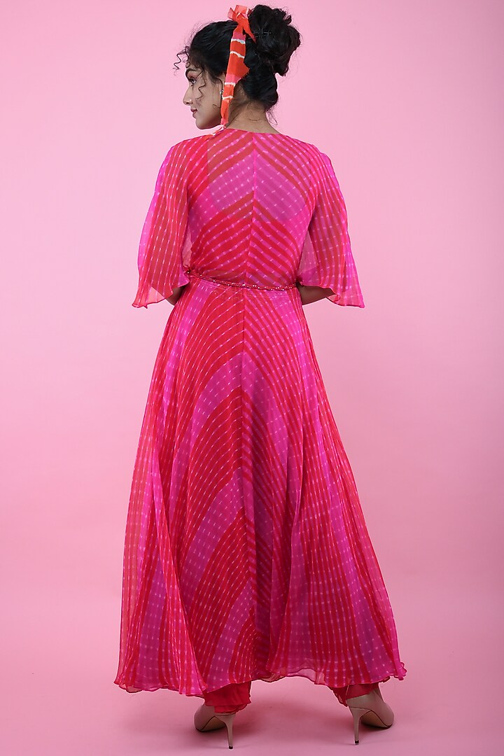 Pink & Red Cowl Jacket Set by K-ANSHIKA Jaipur at Pernia's Pop Up Shop