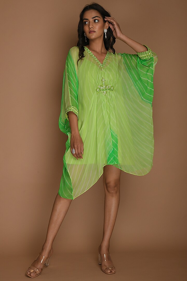 Lime Green & Green Kaftan Top With Inner by K-ANSHIKA Jaipur