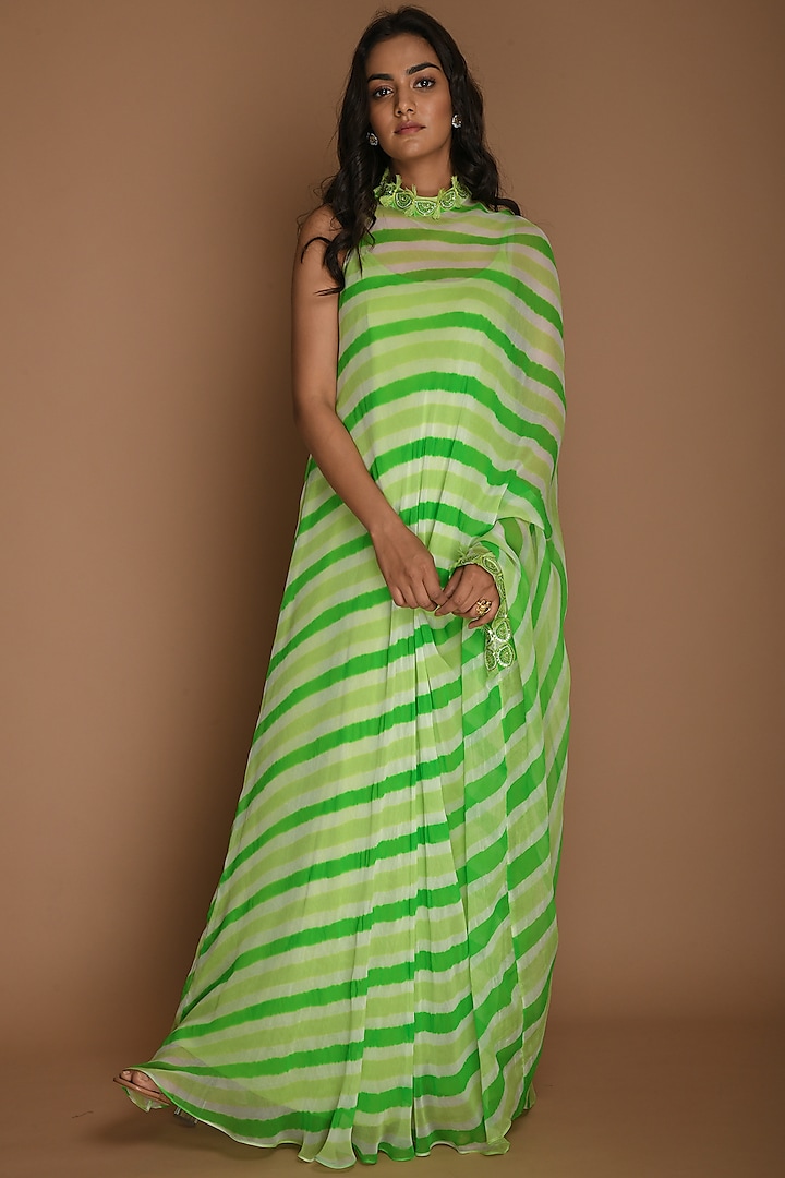Lime Green & Green Kaftan Tunic With Inner by K-ANSHIKA Jaipur