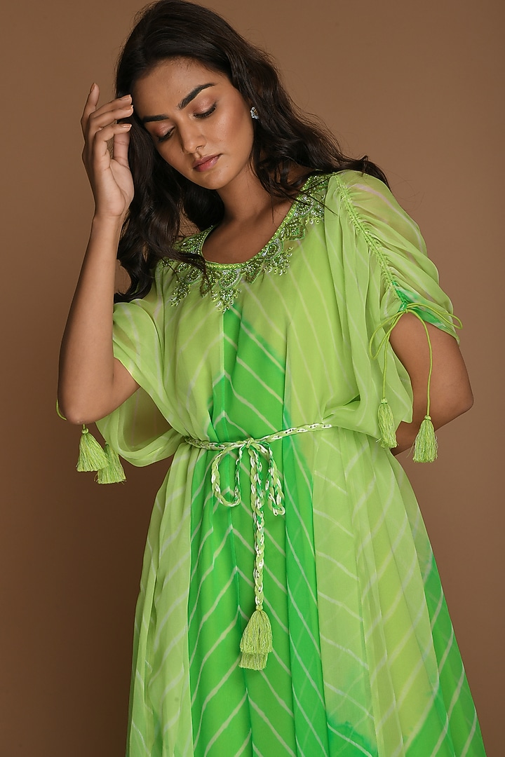 lime green kaftan dress Tribal Lime Green Satin Kaftan Plus Size 1X-3X Boho Beach main image 1