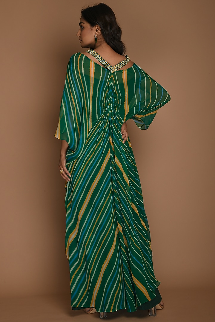 Emerald Green & Yellow Kaftan Tunic With Inner by K-ANSHIKA Jaipur at Pernia's Pop Up Shop