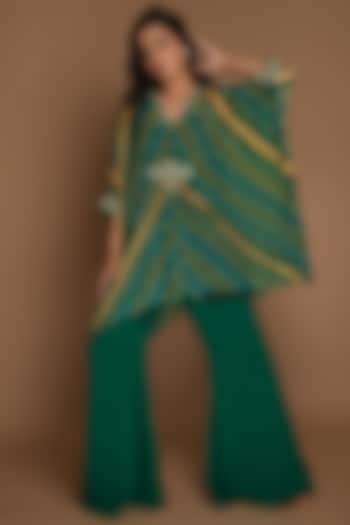 Emerald Green & Yellow Kaftan Set by K-ANSHIKA Jaipur