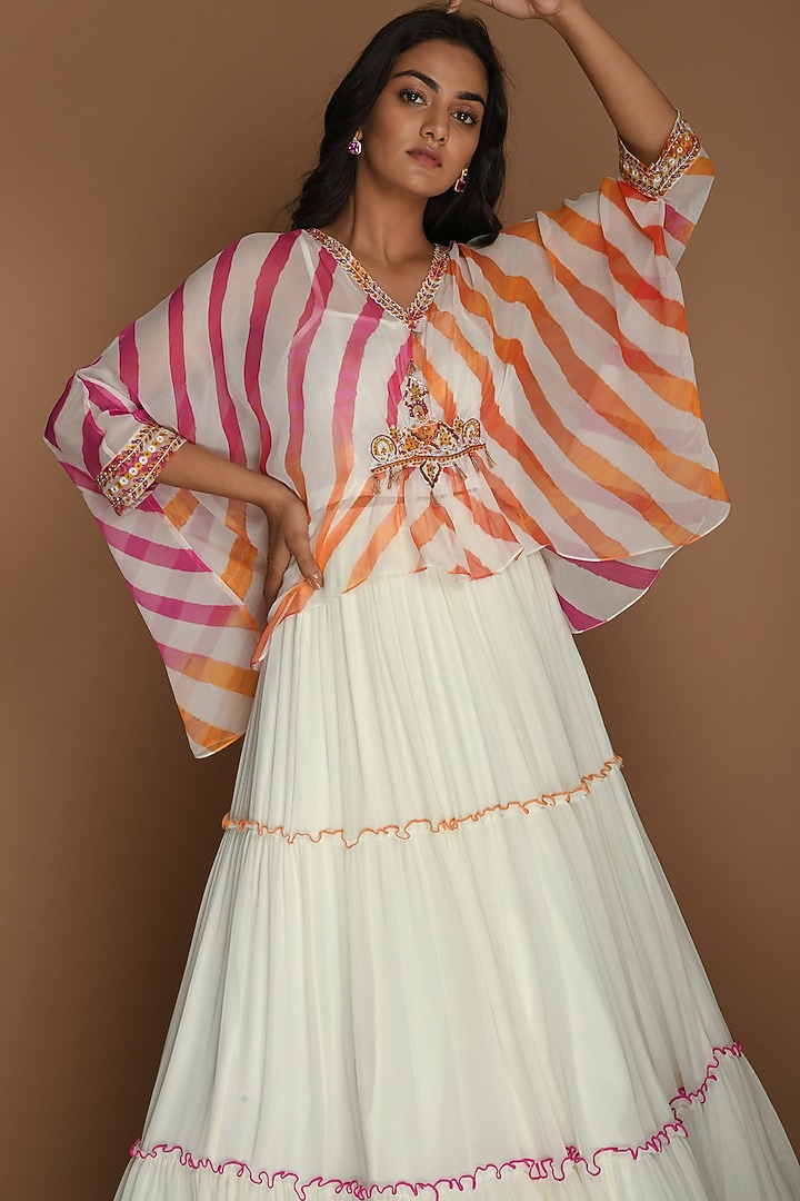 White, Yellow & Pink Skirt Set by K-ANSHIKA Jaipur at Pernia's Pop Up Shop