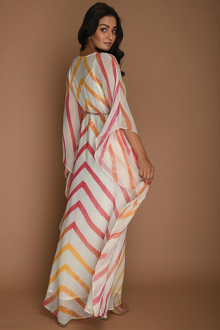 Yellow, Pink & White Kaftan With Belt by K-ANSHIKA Jaipur at Pernia's Pop Up Shop