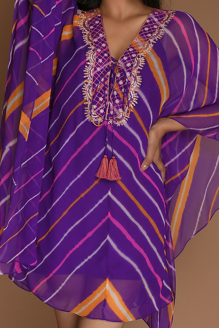 Purple Embellished Kaftan With Inner by K-ANSHIKA Jaipur at Pernia's Pop Up Shop