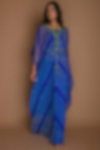 Electric Blue Embellished Kaftan With Inner & Belt by K-ANSHIKA Jaipur