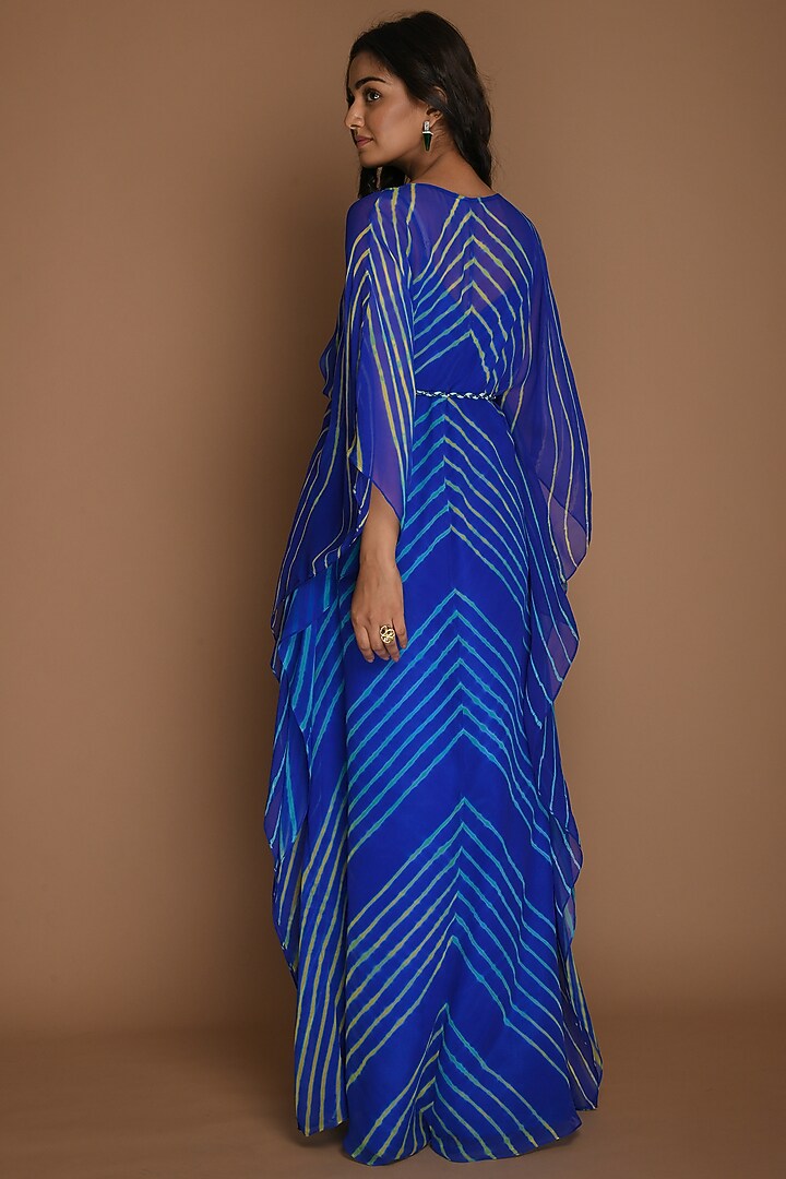 Electric Blue Embellished Kaftan With Inner & Belt by K-ANSHIKA Jaipur at Pernia's Pop Up Shop