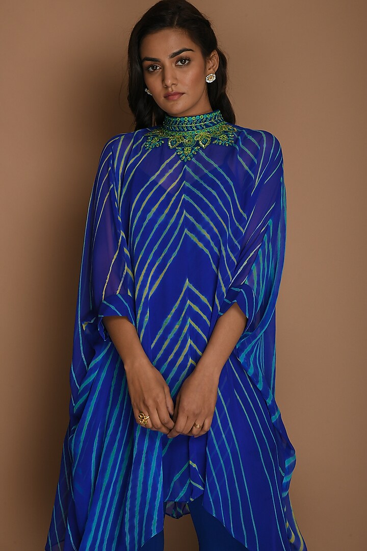 Electric Blue Kaftan Set by K-ANSHIKA Jaipur at Pernia's Pop Up Shop