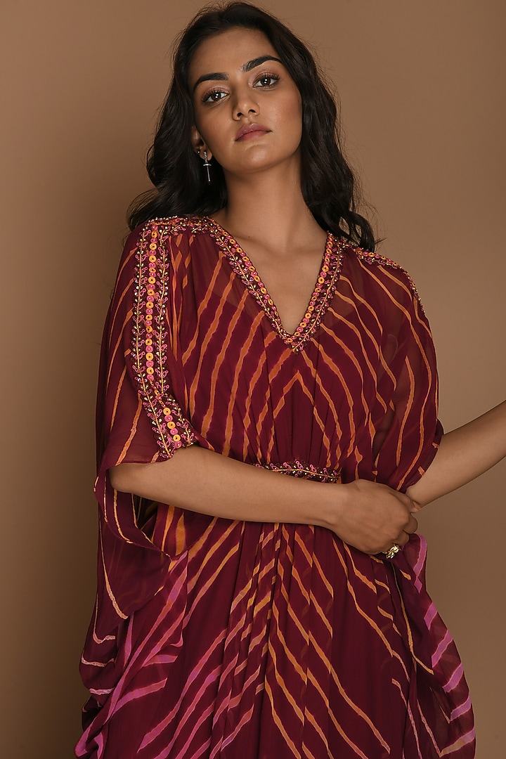 Wine & Yellow Kaftan by K-ANSHIKA Jaipur at Pernia's Pop Up Shop