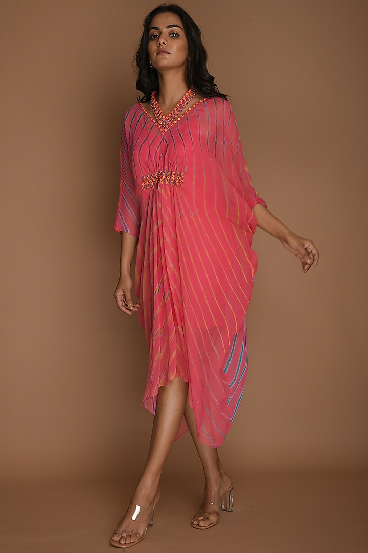 Pink Embellished Kaftan With Inner by K-ANSHIKA Jaipur