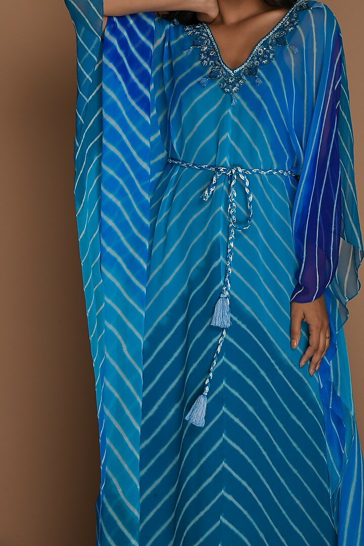 Blue Embellished Kaftan With Inner by K-ANSHIKA Jaipur at Pernia's Pop Up Shop
