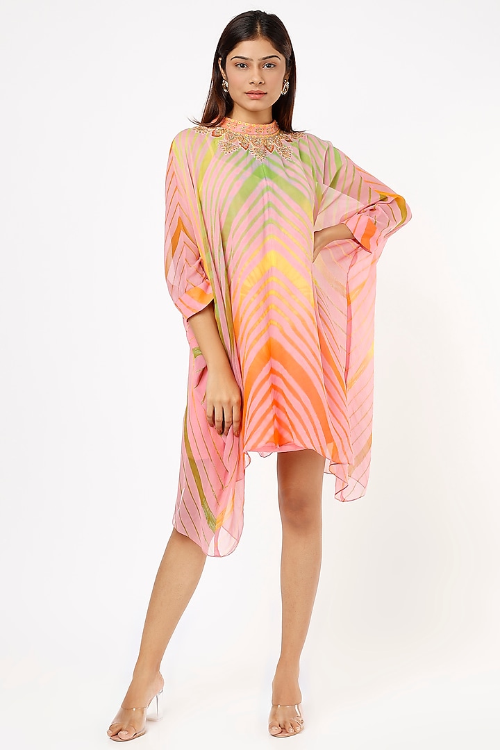 Blush Pink Printed & Embroidered Kaftan Top by K-ANSHIKA Jaipur at Pernia's Pop Up Shop