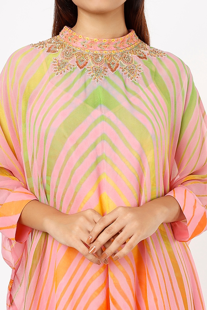 Blush Pink Printed & Embroidered Kaftan Top by K-ANSHIKA Jaipur at Pernia's Pop Up Shop