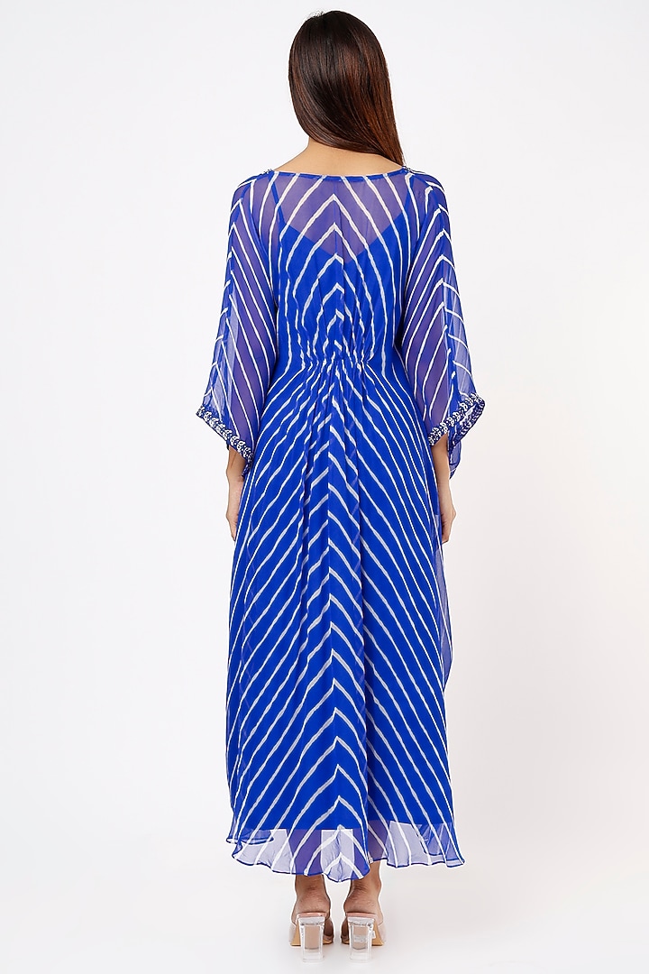 Cobalt Blue Printed & Embroidered Kaftan by K-ANSHIKA Jaipur at Pernia's Pop Up Shop