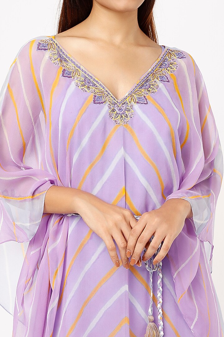 Mauve Printed & Embroidered Kaftan by K-ANSHIKA Jaipur at Pernia's Pop Up Shop