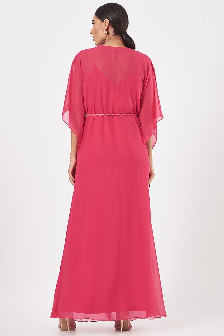 Fuchsia Aari Embellished Kaftan by K-ANSHIKA Jaipur at Pernia's Pop Up Shop
