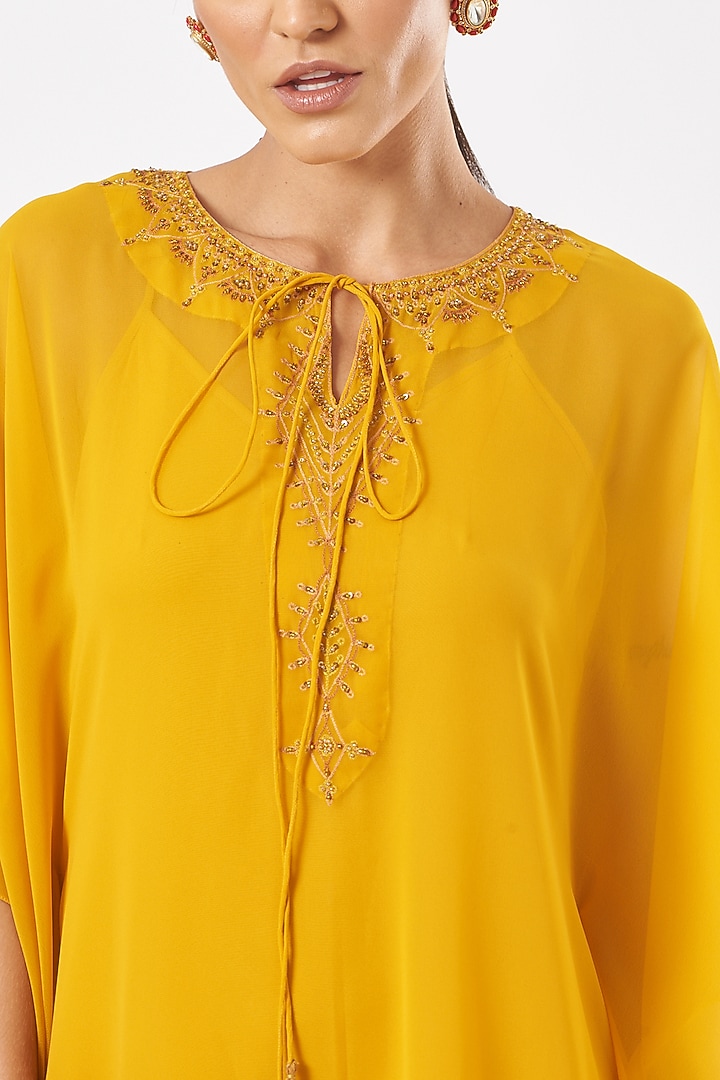 Yellow Embellished Kaftan by K-ANSHIKA Jaipur at Pernia's Pop Up Shop