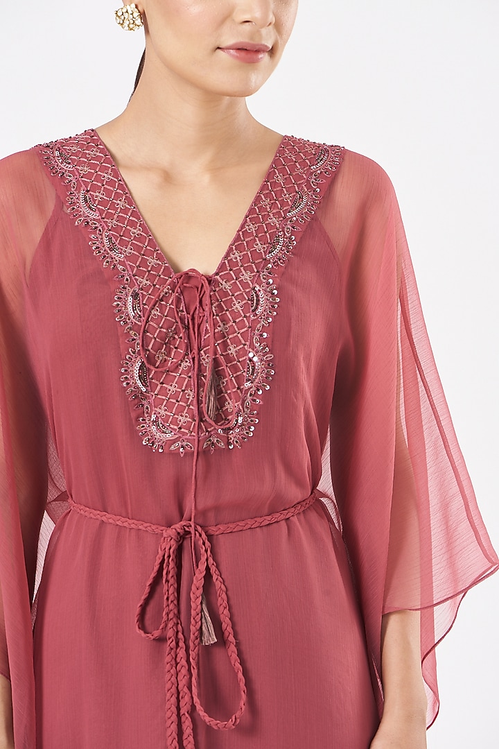 Rose Pink Embellished Kaftan by K-ANSHIKA Jaipur at Pernia's Pop Up Shop