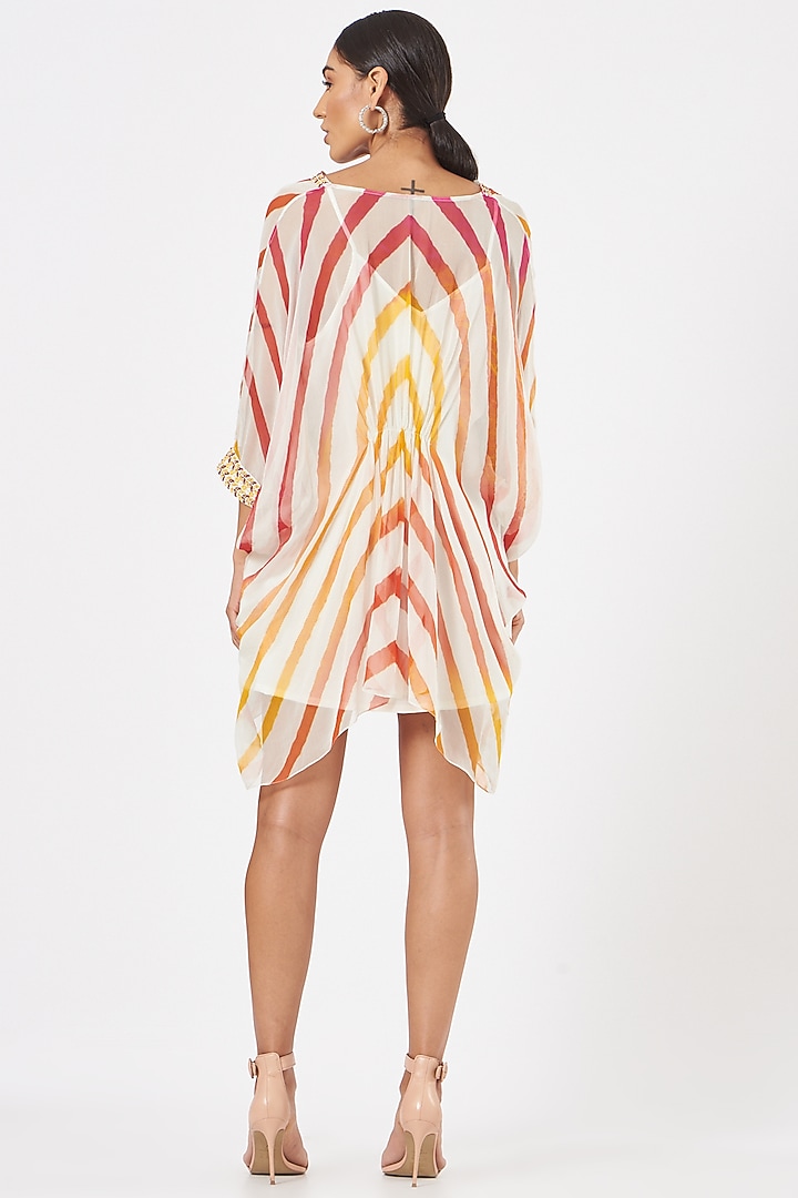 Off-White Tie-Dyed & Embellished Kaftan Top by K-ANSHIKA Jaipur at Pernia's Pop Up Shop