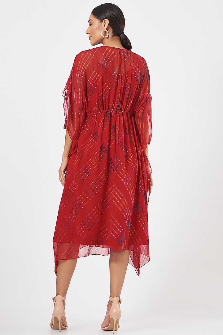 Red Printed & Embellished Vacation Dress by K-ANSHIKA Jaipur at Pernia's Pop Up Shop