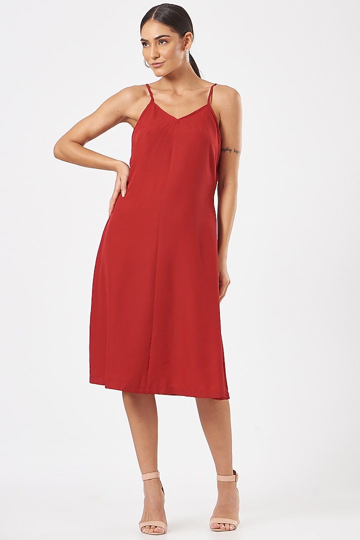 Red Printed & Embellished Vacation Dress by K-ANSHIKA Jaipur at Pernia's Pop Up Shop