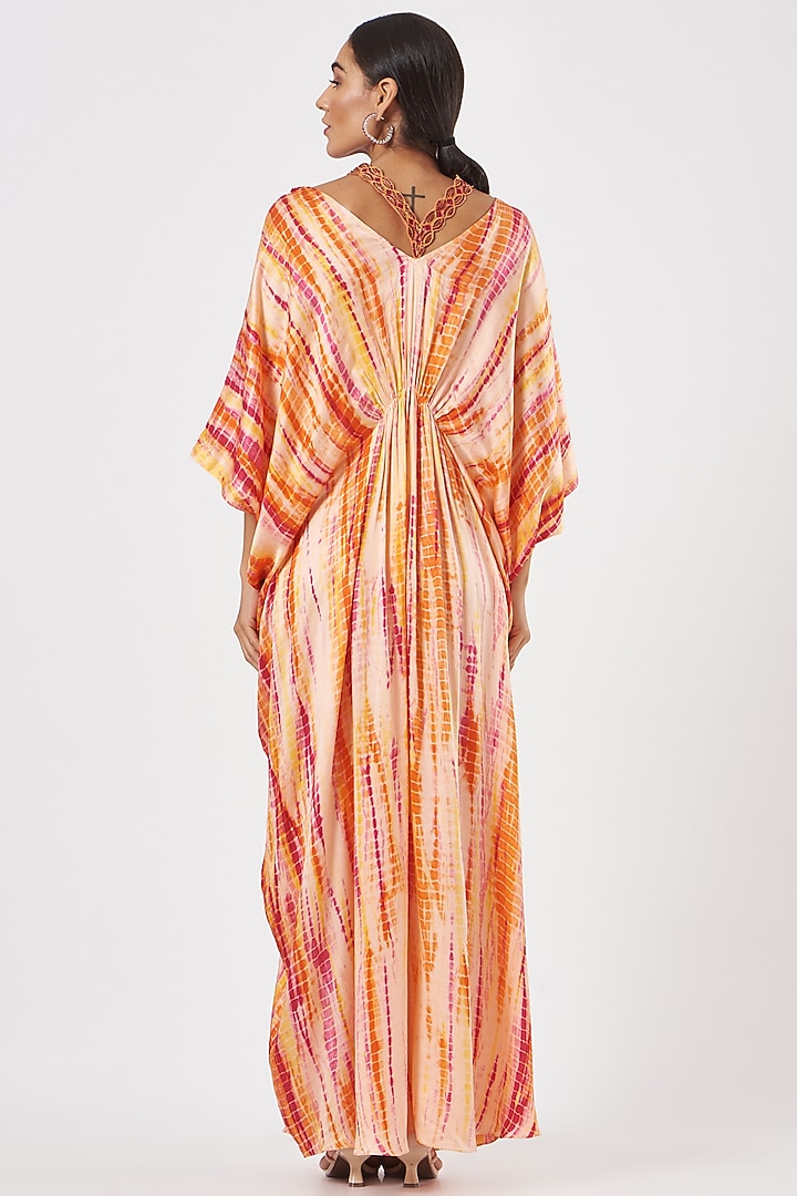 Peach Tie-Dye Kaftan With Inner by K-ANSHIKA Jaipur at Pernia's Pop Up Shop
