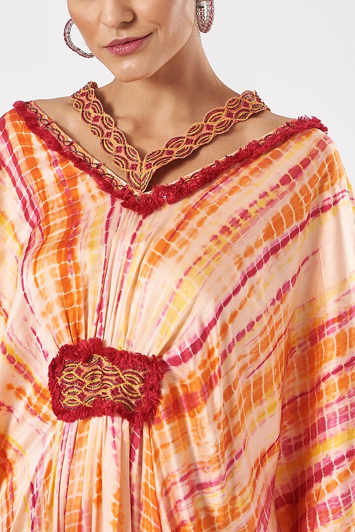 Peach Tie-Dye Kaftan With Inner by K-ANSHIKA Jaipur at Pernia's Pop Up Shop