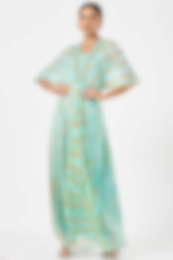 Mint Green Bandhej Maxi Dress by K-ANSHIKA Jaipur