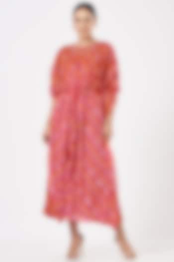 Red Bandhej Maxi Vacation Dress by K-ANSHIKA Jaipur at Pernia's Pop Up Shop