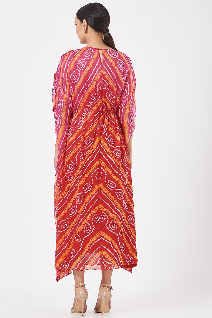 Red Bandhej Maxi Vacation Dress by K-ANSHIKA Jaipur at Pernia's Pop Up Shop