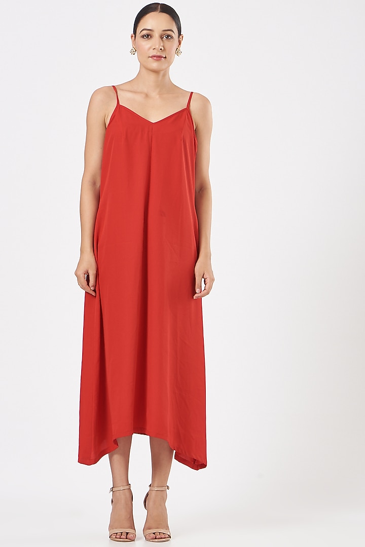 Red Bandhej Maxi Vacation Dress by K-ANSHIKA Jaipur at Pernia's Pop Up Shop