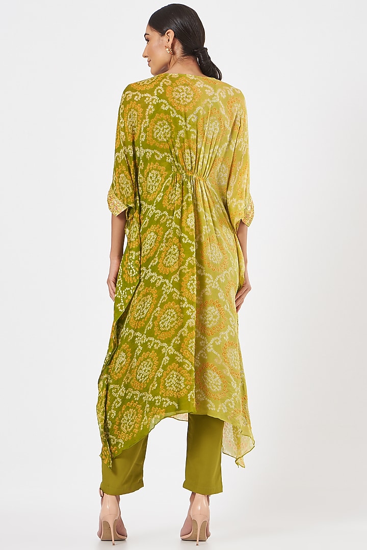 Olive Bandhej Pant Set by K-ANSHIKA Jaipur at Pernia's Pop Up Shop