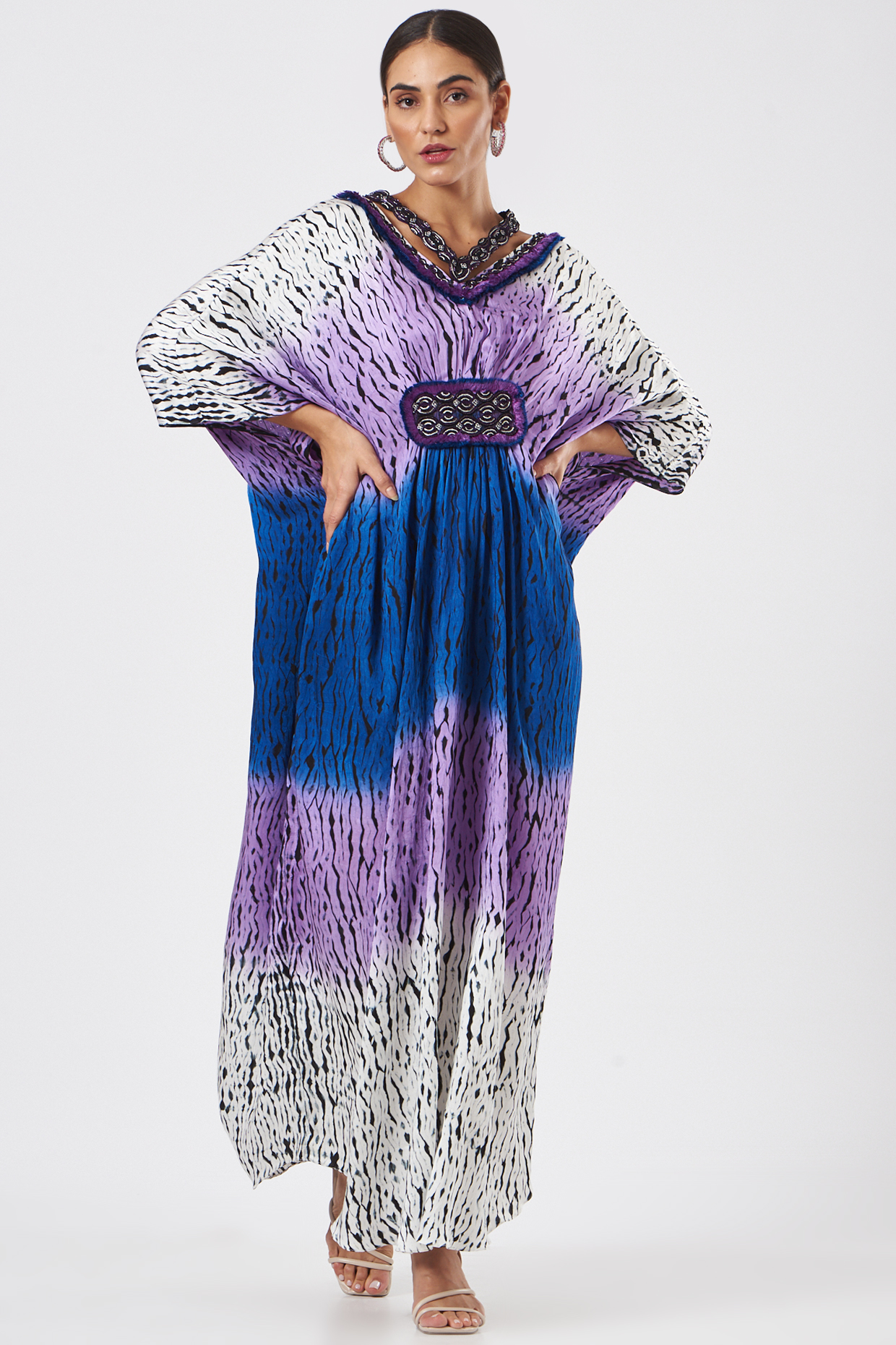 Black Tie-Dye Kaftan With Inner by K-ANSHIKA Jaipur at Pernia's Pop Up Shop
