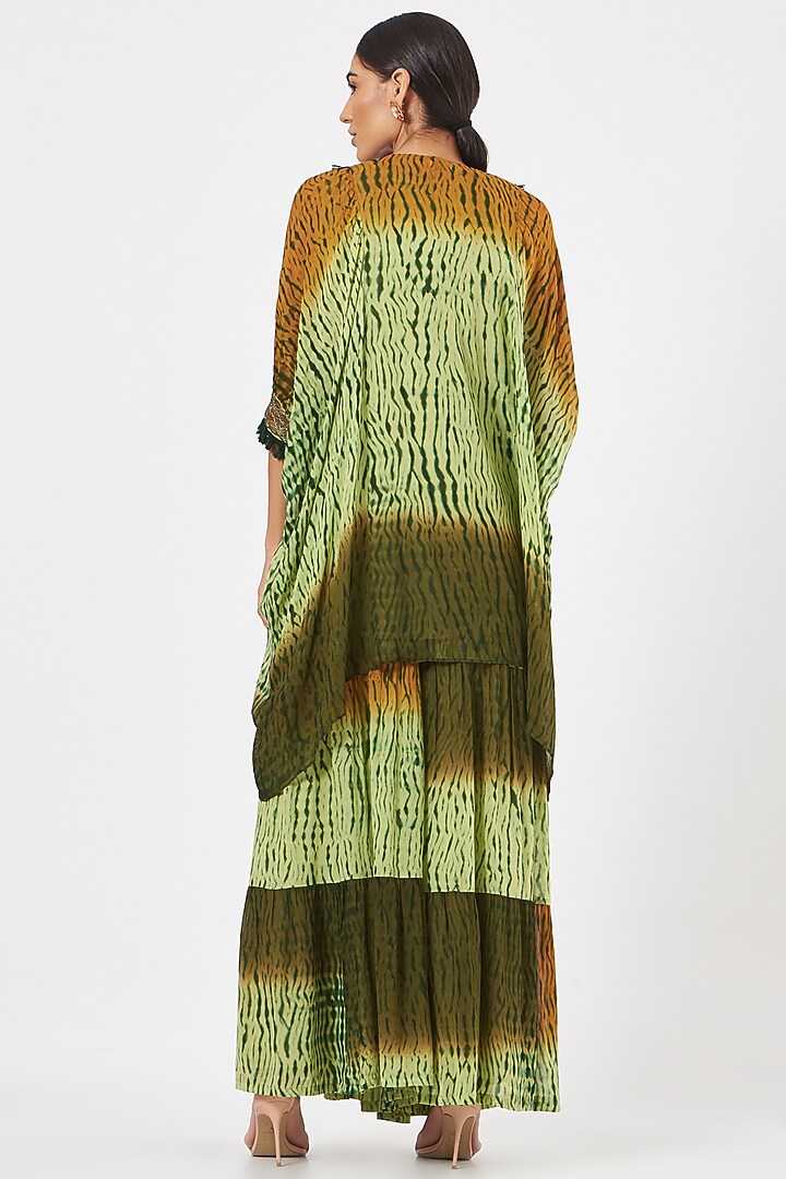 Green Georgette Tie-Dye Sharara Set by K-ANSHIKA Jaipur at Pernia's Pop Up Shop