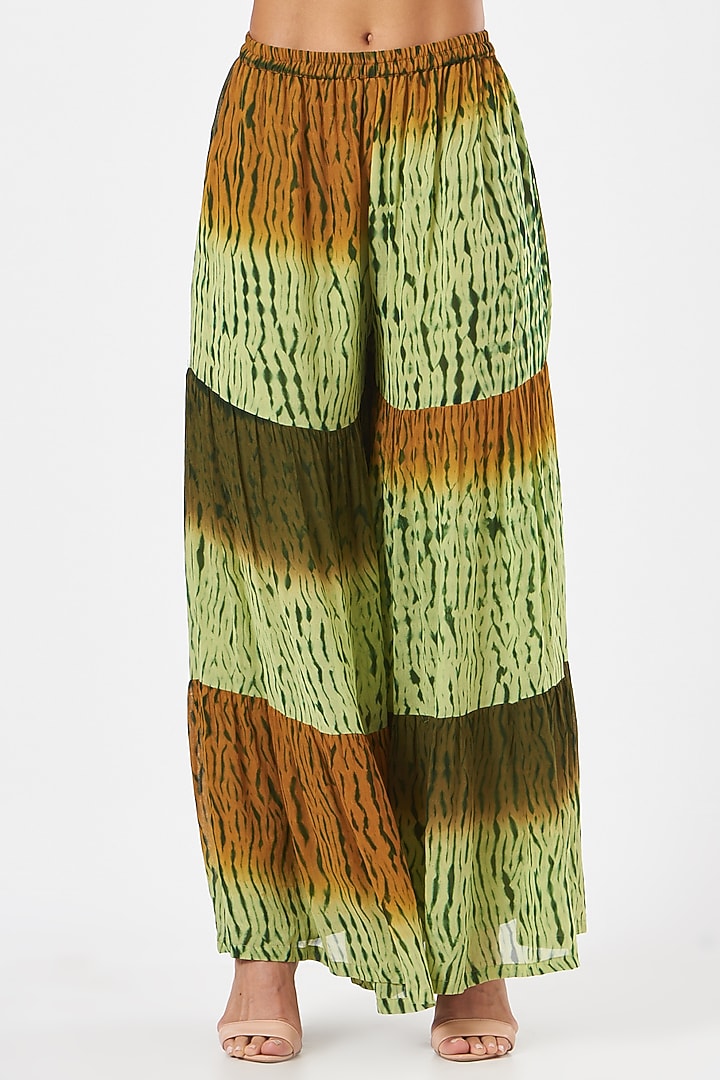 Green Georgette Tie-Dye Sharara Set by K-ANSHIKA Jaipur at Pernia's Pop Up Shop