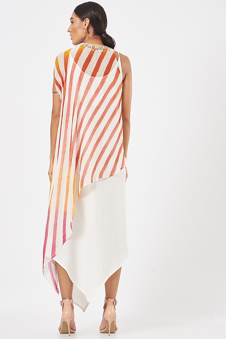 White & Pink Embellished Asymmetrical Vacation Dress by K-ANSHIKA Jaipur at Pernia's Pop Up Shop