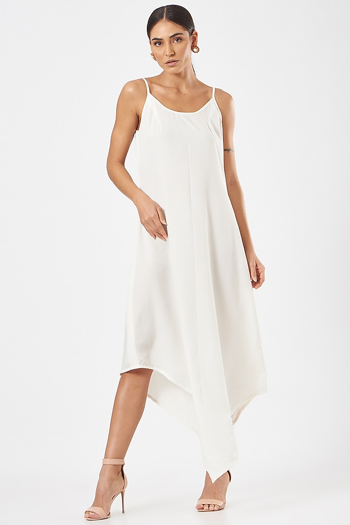 White & Pink Embellished Asymmetrical Vacation Dress by K-ANSHIKA Jaipur at Pernia's Pop Up Shop