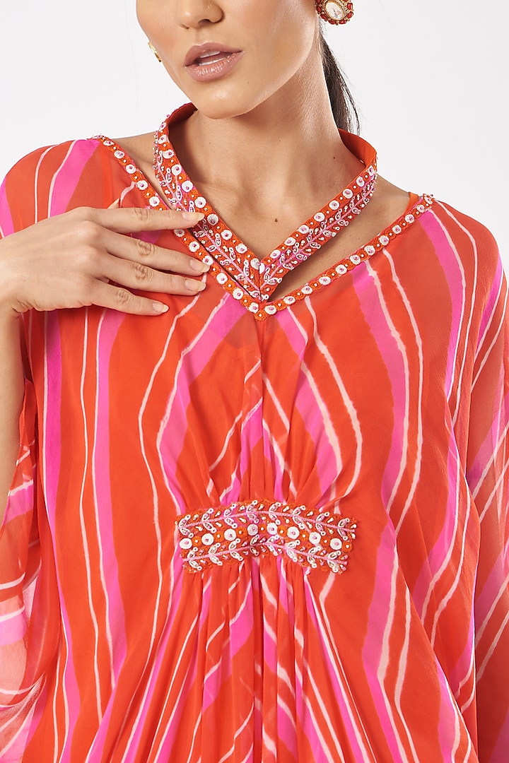 Orange Tie-Dyed & Embellished Tunic by K-ANSHIKA Jaipur at Pernia's Pop Up Shop